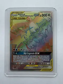 Pokemon TCG Moltres Zappos Articuno GX Card 69/68 Secret Rainbow Holo - NM - Image 2
