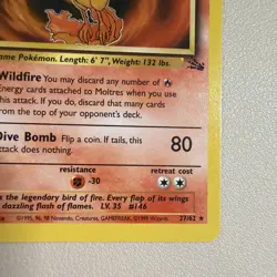Moltres 27/62 Rare Fossil Pokemon Card - Image 3