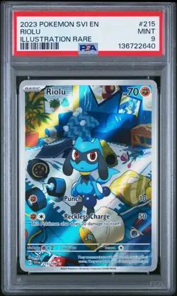 2023 POKEMON SVI EN SCARLET & VIOLET 215 RIOLU ILLUSTRATION RARE PSA 9 - Image 1
