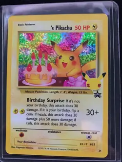 Birthday Pikachu Holo 24 Celebrations Classic Collection Pokemon 2021 NM - Image 1
