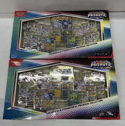LOT OF 2 Pokemon Prismatic Evolutions Lucario Ex Tyranitar Ex Premium Collection - Image 1