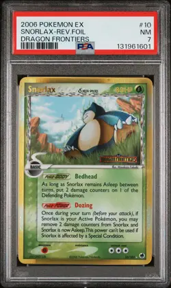 2006 POKEMON EX DRAGON FRONTIERS #10 SNORLAX-REVERSE FOIL PSA 7 - Image 1