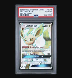 2019 POKEMON SUN & MOON HIDDEN FATES #SV46 FULL ART/LEAFEON GX PSA 10 - Image 1
