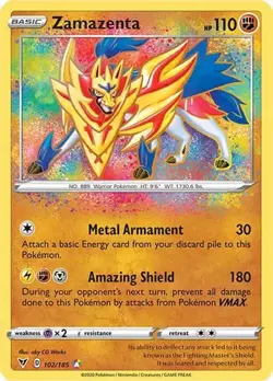 Zamazenta 102/185 - Amazing Rare - SWSH04: Vivid Voltage - Pokemon TCG - NM - Image 1