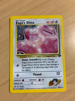 Pokemon - Koga's Ditto 10/132 Holo Unlimited Gym Challenge - MP - Image 1