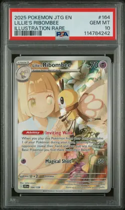 2025 Pokemon JTG EN #164 Lillie's Ribombee Illustration Rare PSA 10 - Image 1
