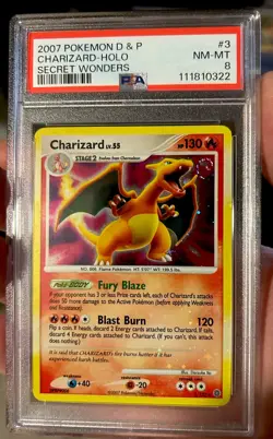 CHARIZARD 3/132 Secret Wonders PSA 8 HOLO BLEED Pokemon TCG NEW CERT SWIRL - Image 1