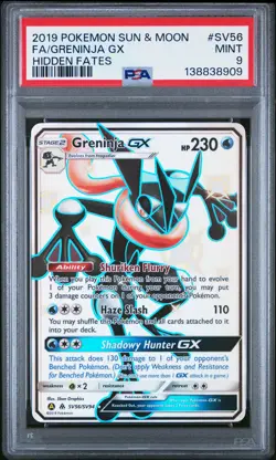 2019 POKEMON SUN & MOON HIDDEN FATES #SV56 FULL ART/GRENINJA GX PSA 9 - Image 1