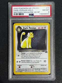 2000 Pokemon Dark Persian - HOLO #17 GM. PROMO Nintendo magazine -60 HP PSA 8 - Image 1