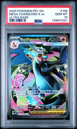 2025 POKEMON PFL EN-PHANTASMAL FLAMES ULTRA RARE #109 MEGA CHARIZARD X EX PSA 10 - Image 1