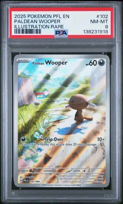 2025 POKEMON PFL EN-PHANTASMAL FLAMES ILLUSTRATION RARE PALDEAN WOOPER PSA 8 - Image 1