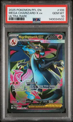 2025 POKEMON PFL EN-PHANTASMAL FLAMES ULTRA RARE #109 MEGA CHARIZARD X EX PSA 10 - Image 1