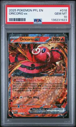 2025 POKEMON PFL EN-PHANTASMAL FLAMES #018 ORICORIO EX PSA 10 - Image 1