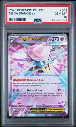 2025 POKEMON PFL EN-PHANTASMAL FLAMES #041 MEGA DIANCIE EX PSA 10 - Image 1
