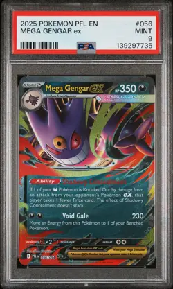 2025 POKEMON PFL EN-PHANTASMAL FLAMES #056 MEGA GENGAR EX PSA 9 - Image 1