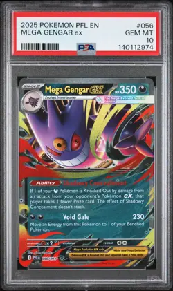 2025 POKEMON PFL EN-PHANTASMAL FLAMES #056 MEGA GENGAR EX PSA 10 Low Pop Beaut!! - Image 1
