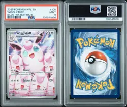 2025 POKEMON PFL EN-PHANTASMAL FLAMES ILLUSTRATION RARE #105 WIGGLYTUFF PSA 9 - Image 3