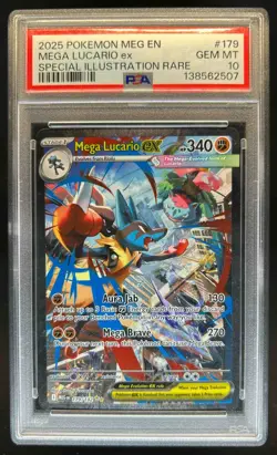 2025 Pokemon Mega Evolution Lucario ex Special Illustration Rare #179/132 PSA 10 - Image 1