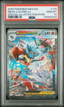 2025 POKEMON MEGA EVOLUTION SPECIAL ILLUSTRATION RARE MEGA LUCARIO EX PSA 10 - Image 1