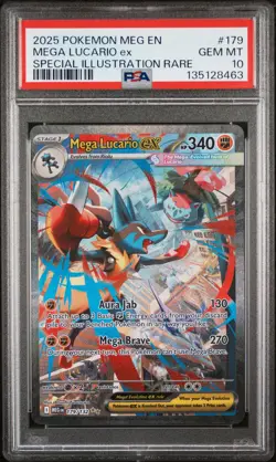 2025 POKEMON MEGA EVOLUTION SPECIAL ILLUSTRATION RARE MEGA LUCARIO EX PSA 10 - Image 1
