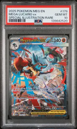 2025 POKEMON MEGA EVOLUTION SPECIAL ILLUSTRATION RARE MEGA LUCARIO EX PSA 10 - Image 1