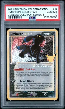 2021 POKEMON CELEBRATIONS CLASSIC COLLECTION #17 UMBREON-GOLD STAR PSA 10 - Image 1