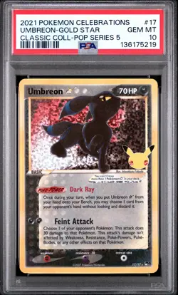 2021 POKEMON CELEBRATIONS CLASSIC COLLECTION #17 UMBREON-GOLD STAR PSA 10 - Image 1