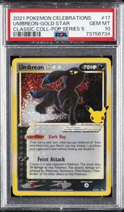 2021 POKEMON CELEBRATIONS CLASSIC COLLECTION #17 UMBREON-GOLD STAR PSA 10 - Image 1