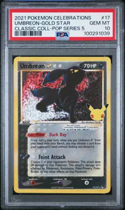 Umbreon-Gold Star 2021 Pokemon Celebrations Classic Collection #17 PSA 10 - Image 1
