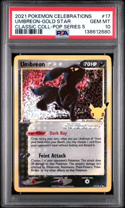 2021 POKEMON CELEBRATIONS CLASSIC COLLECTION #17 UMBREON-GOLD STAR PSA 10 - Image 1