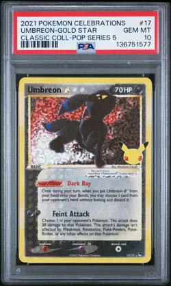 2021 POKEMON CELEBRATIONS CLASSIC COLLECTION #17 UMBREON-GOLD STAR PSA 10 - Image 1