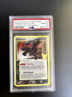 2021 POKEMON CELEBRATIONS CLASSIC COLLECTION #17 UMBREON-GOLD STAR PSA 10 - Image 1