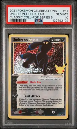 2021 POKEMON CELEBRATIONS CLASSIC COLLECTION #17 UMBREON-GOLD STAR PSA 10 - Image 1