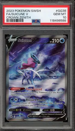 Pokemon Suicune V Crown Zenith Galarian Gallery Full Art #GG38 PSA 10 Gem Mint - Image 1