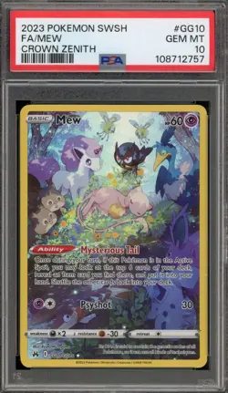 Pokemon Mew Crown Zenith Galarian Gallery Full Art #GG10 PSA 10 Gem Mint - Image 1