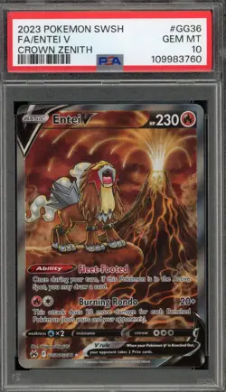 Pokemon Entei V Crown Zenith Galarian Gallery Full Art #GG36 PSA 10 Gem Mint - Image 1