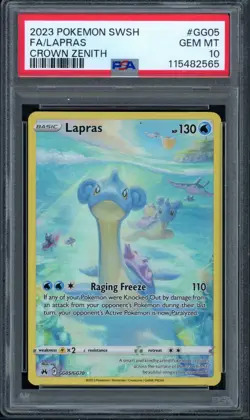 Pokemon PSA 10 Gem Mint Crown Zenith: Galarian Gallery Lapras GG05/GG70 - Image 1