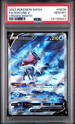 Pokemon Suicune v GG38/GG70 Crown Zenith: Galarian Gallery Holo PSA 10 GEM MINT - Image 1