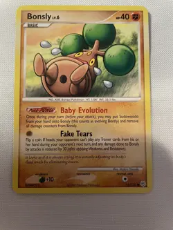 Pokemon TCG Bonsly Card 71/130 Diamond and Pearl Common LP Condition - Image 1