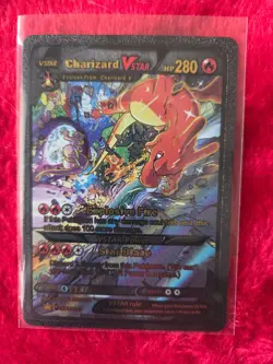 Pokemon Charizard VSTAR BLACK Foil Fan Art Collector Card - 280 HP - Image 1