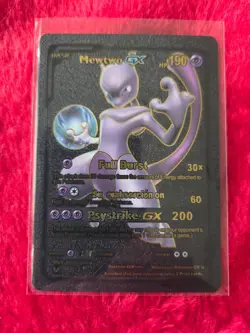 Pokemon Mewtwo GX BLACK Foil Fan Art Collector Card - 190 HP - Image 1