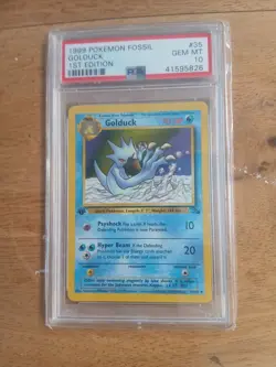 Pokemon Card 1st Edition Fossil #35 Golduck PSA 10 GEM MINT WOTC 1999 Vintage - Image 1