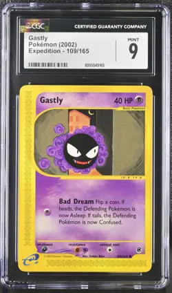 CGC 9 MINT Gastly 2002 Expedition 109/165 Pokemon Card - Image 1