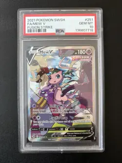 2021 POKEMON SWORD & SHIELD FUSION STRIKE 251 FULL ART MEW V PSA 10 - Image 1
