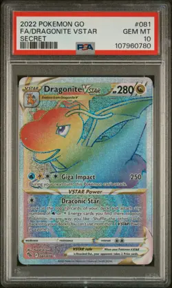 2022 Pokemon Go Full Art Dragonite VSTAR Secret #081 PSA 10 Gem Mint - Image 1
