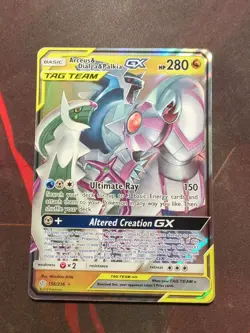 Arceus & Dialga & Palkia-GX 156/236 Holo Rare GX Cosmic Eclipse Pokemon - Image 1