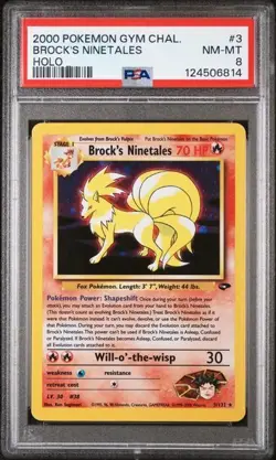 2000 POKEMON GYM CHALLENGE HOLO #3 BROCK'S NINETALES PSA 8 - 3/132 - Image 1