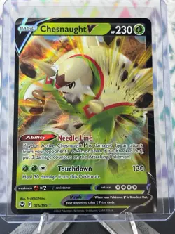 Pokemon TCG Chesnought V Silver Tempest 015/195 Holo Ultra Rare Nm - Image 1
