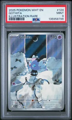 2025 POKEMON WHT EN-WHITE FLARE ILLUSTRATION RARE #124 GOTHITA PSA 9 - Image 1