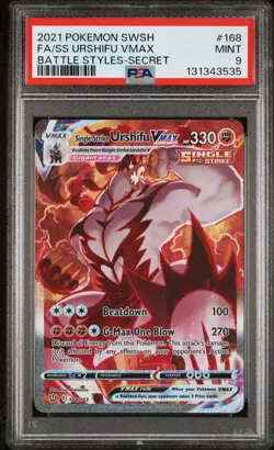 2021 POKEMON BATTLE STYLES SECRET #168 FULL ART/SINGLE STRIKE URSHIFU VMAX PSA 9 - Image 1